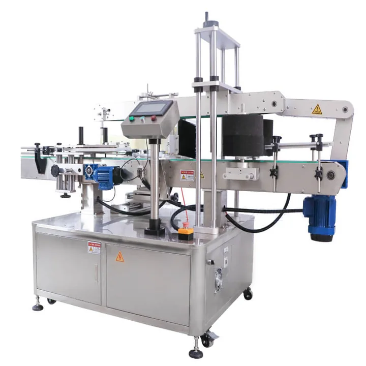 Three side labeller for rectangular containers